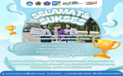 Siswa SMKN 4 Kendal Raih Juara 1 Lomba Cerdas Cermat K3 Tingkat Nasional 2026